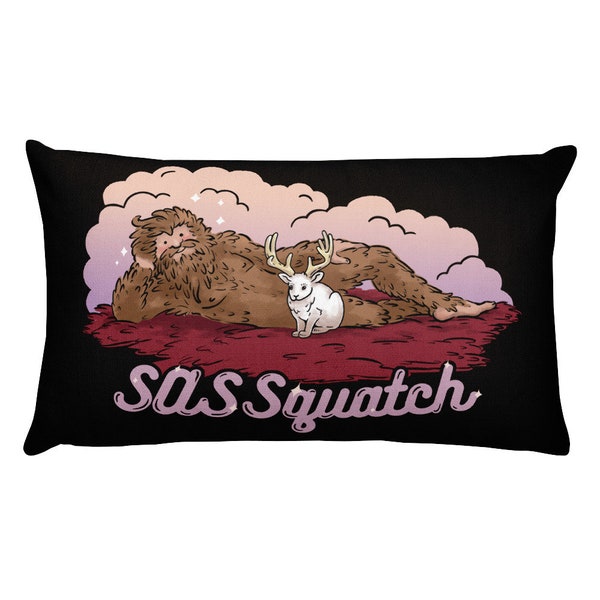 EXCLUSIVE Funny Sassquatch 12x20 Premium Pillow, Bigfoot, Sasquatch, Explicit Content, Unique Bigfoot Gift, Sexy, Hilarious Sasquatch Pillow