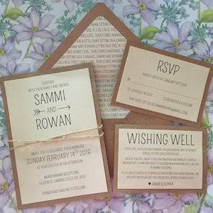 Rustic Wedding Invitation Set with Twine