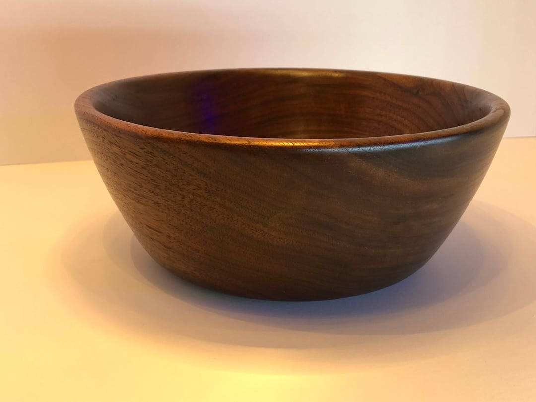 Hand Turned Solid Walnut Wooden Bowl Etsy