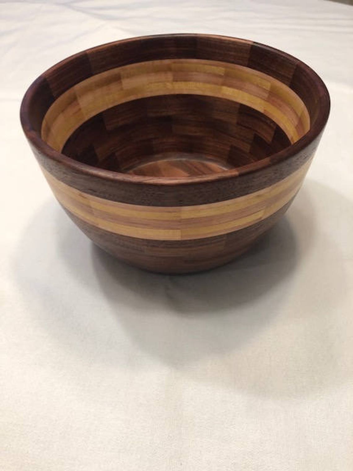 Walnut Segmented Bowl With Maple and Yellowheart Pinstripes Etsy