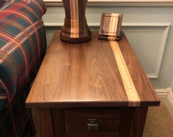 Walnut Pinstriped End Table 24"x14"