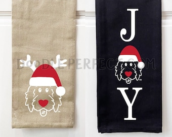 Christmas Doodle Kitchen Towels, Christmas kitchen towel, dog kitchen towel, Santa kitchen towel, doodle kitchen towel, doodle decor