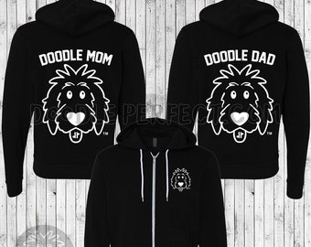 Doodle Full Zip Black Hoodie, doodle hoodie, Doodle Mom Hoodie, Doodle Dad Hoodie, doodle shirt, doodle sweatshirt