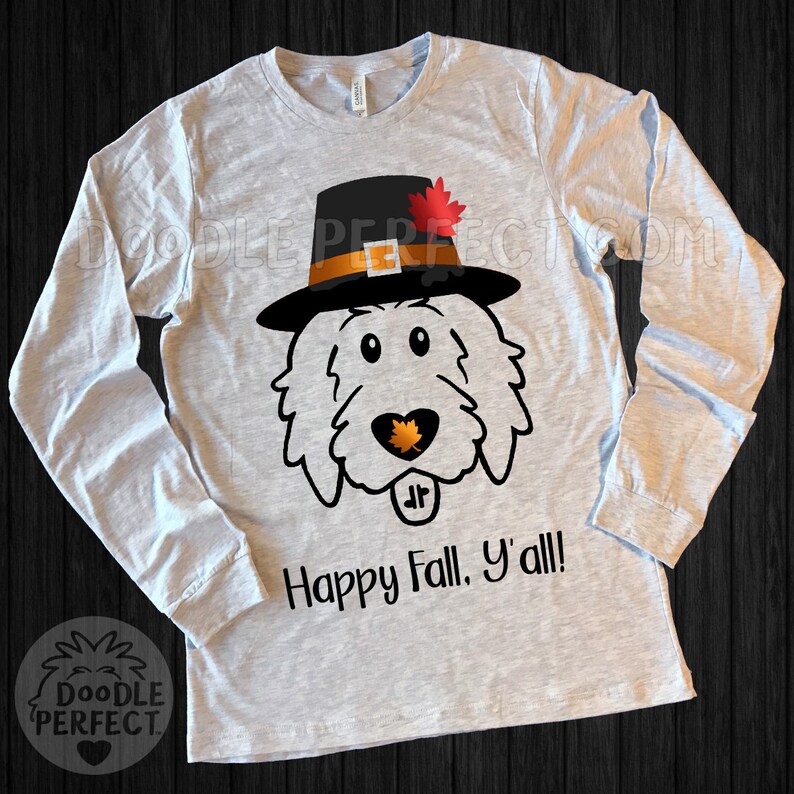 Thanksgiving Doodle Pilgrim Shirt, Happy Fall Y'all shirt, Thanksgiving doodle shirt, doodle Thanksgiving shirt, fall doodle shirt image 4