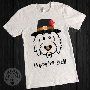 Thanksgiving Doodle Pilgrim Shirt, Happy Fall Y'all shirt, Thanksgiving doodle shirt, doodle Thanksgiving shirt, fall doodle shirt image 2