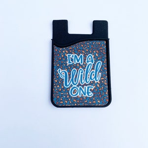 Leopard phone card  caddy with cleaning cloth, valentines gift for women, birthday gift for friend, phone wallet stick on