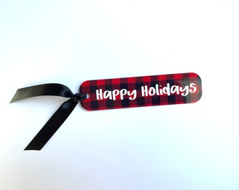 buffalo plaid bookmark, Christmas gifts for teachers, journal bookmark, stocking stuffers for her, holiday gifts for coworkers, planner