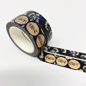 F this swear washi tape set, crafter gifts, scrapbooking supplies, work bestie gift, planner tape, penpal gift, decorative tape floral washi image 2