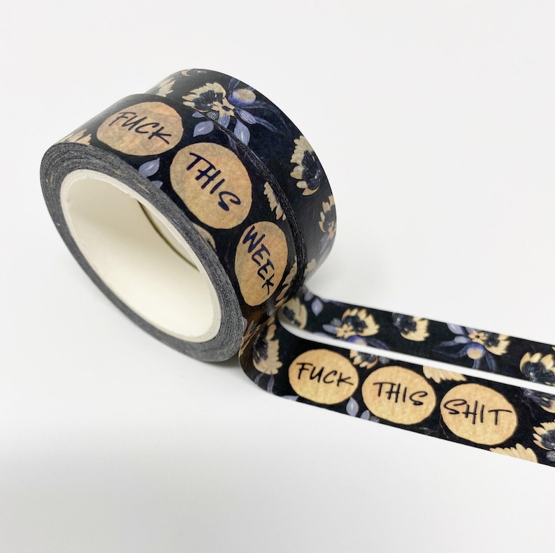 F this swear washi tape set, crafter gifts, scrapbooking supplies, work bestie gift, planner tape, penpal gift, decorative tape floral washi image 2