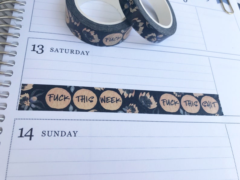 F this swear washi tape set, crafter gifts, scrapbooking supplies, work bestie gift, planner tape, penpal gift, decorative tape floral washi image 8