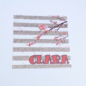 Personalized lens cleaning cloth, cherry blossom eyeglass wipes, screen cleaner, plant mom gift, custom lens cloth, microfiber cloth tablet