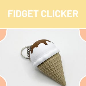 Ice Cream Cone Fidget Clicker – Mechanical Switch Sensory Toy for ADHD, Autism, Focus & Stimming – Cute Keychain Gift