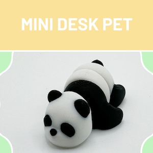 Panda Bear desk accessories, 3D printed desk pet, Articulating animal, gift for teacher, Zoo toys, work from home gifts for friend