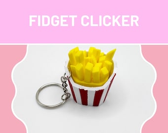 French Fries Clicker Fidget-sleutelhanger – Mechanische schakelaar sensorisch speelgoed voor liefhebbers van ADHD, autisme, prikkeling, focus en fastfood