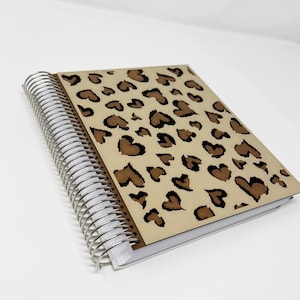 Designer Planner Cover, Heart-Shaped Leopard Print, Gift For Her, Planner Accessories, Animal Print Planner, Sustainable Gifts, 3D Printed