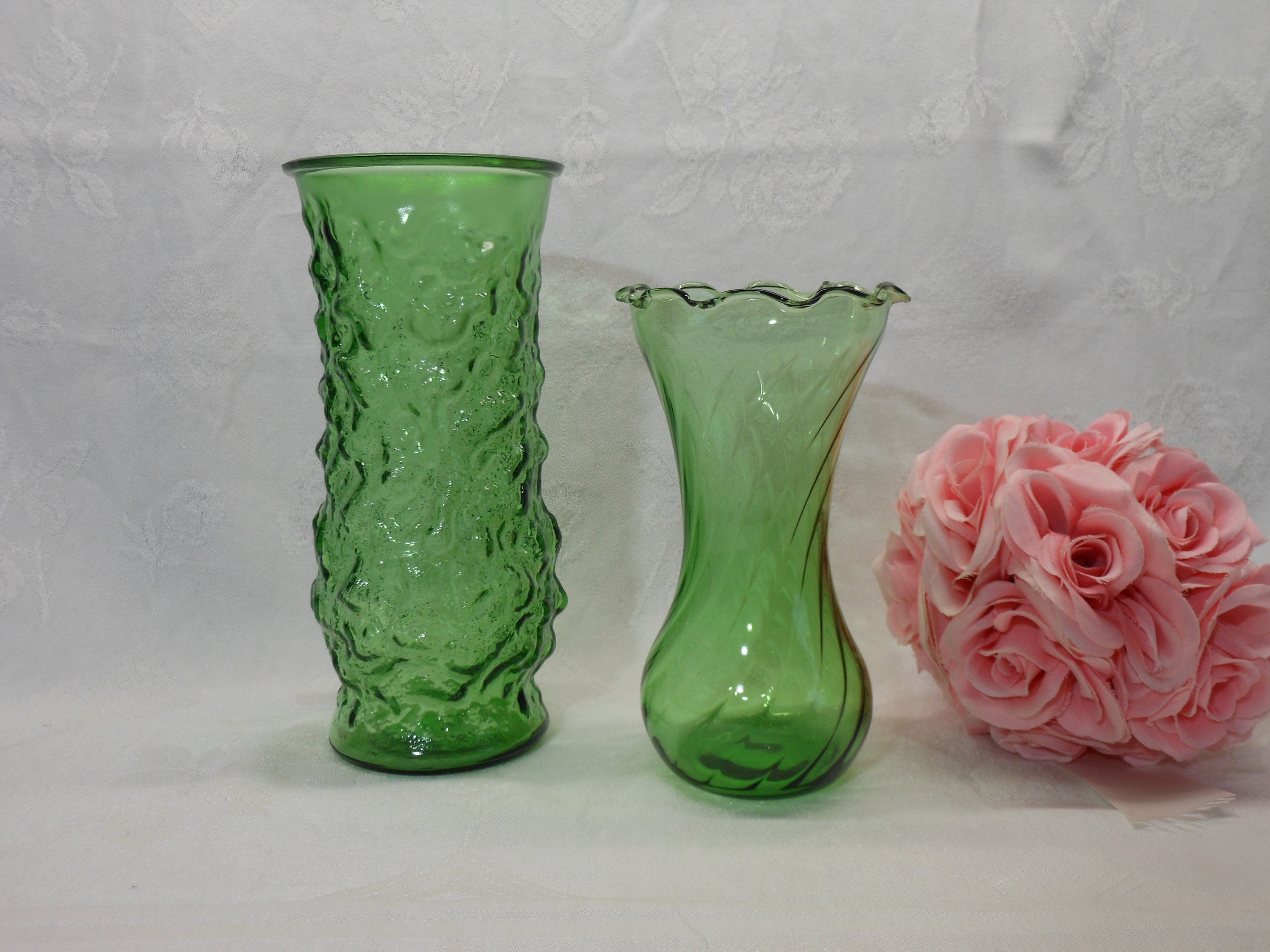 Home & Living Vases Set of 2 Vintage Green Small Vases