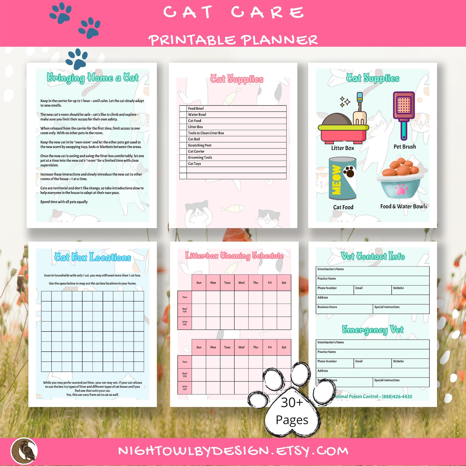 Printable Cat Care Chart