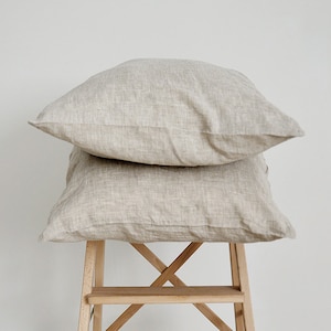 100% Natural Pure Linen Bed Pillow Covers Twin Standard Queen King (Stone Washed - Ultra Soft) Farmhouse Design Linen Pillowcases