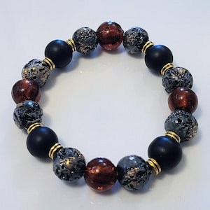 Beaded bracelet with glass beads and rare vintage ceramic beads