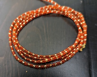 Custom-made waist beads with clasp - Golden dot pattern