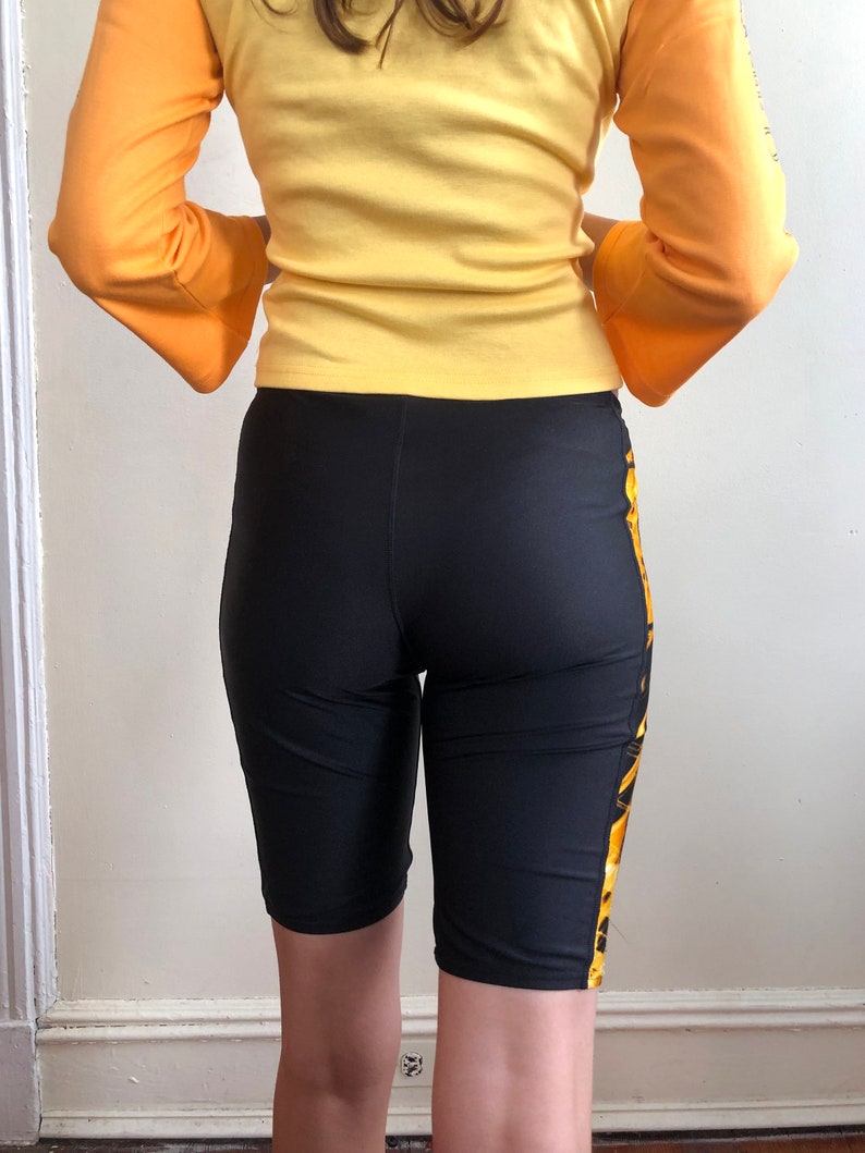 Yellow Abstract Printed Speedo Bike Shorts Etsy