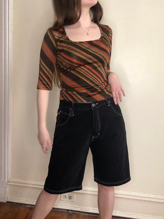 Sparkly Striped Square Neck Top
