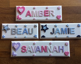 Personalised bedroom door plaque/sign. Ideal for wall door or toy box. Great new born gift