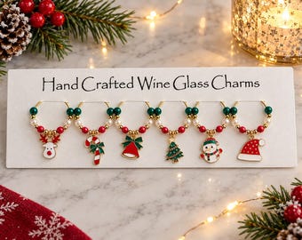 Christmas wine glass charms