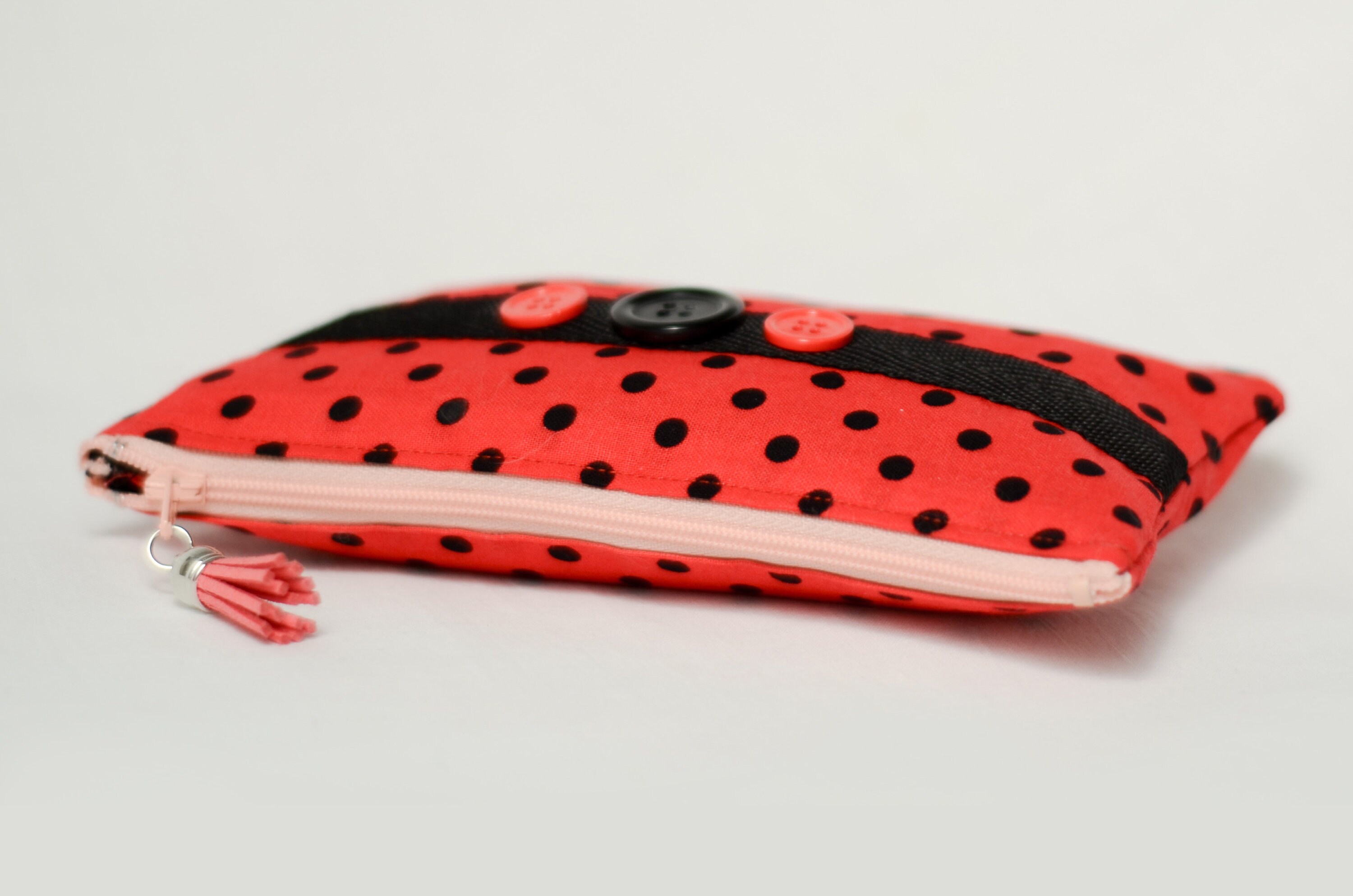 Zipper Case Red With Decorative Polka Dot Pattern Print and Etsy