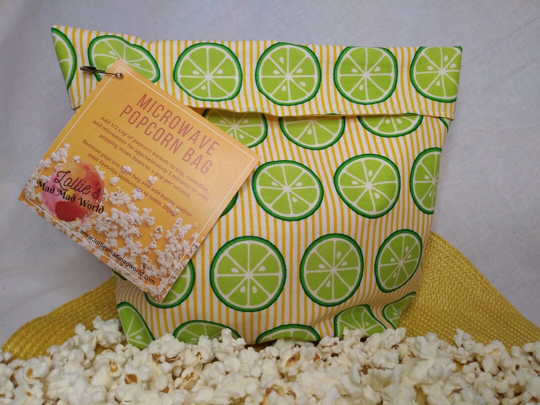 Reusable Microwave Popcorn Bag 100 Cotton Fabric Eco Friendly Yellow