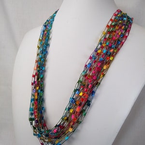 Jewelry Tutorial - Adding Ribbon Tie to Beaded Necklace - Stones