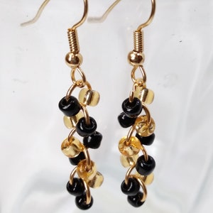 Black & Gold Team Spirit Confetti Earrings School Colors VCU Dangle Earrings