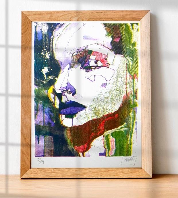 Original Risograph Print “Pauline” – 5-Color Handmade Riso Art
