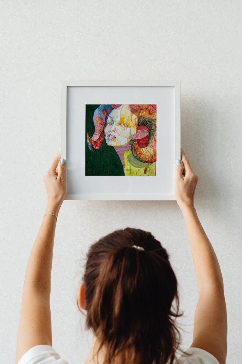 Metamorfoza – wydruk artystyczny – Portret z rogami, giclée na papierze archiwalnym zdjęcie 2