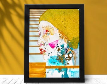 Lámina artística abstracta de mujer – Retrato giclée sobre papel Hahnemühle