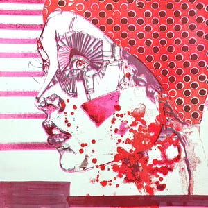Stampa Risograph originale “Dia N.9” – Arte Riso fatta a mano a 3 colori