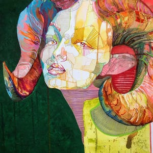 Metamorfoza – wydruk artystyczny – Portret z rogami, giclée na papierze archiwalnym zdjęcie 1