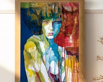 Impresión de arte de retrato abstracto – “Tanjä” Giclée, calidad de museo
