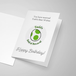 Tarjeta de cumpleaños de Yoshi, tarjeta divertida, tarjeta divertida, Super Mario
