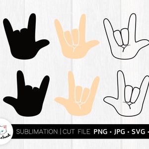 I Love You Hand SVG / PNG / DXF - Geste de la main d’amour Je t’aime signe de la main Signe de la Main Geste de la main J’aime toi symbole de la main Téléchargement instantané