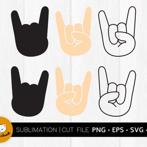 Rock and Roll Hand Sign svg/png/dxf/eps Rock n Roll sign Hand gesture Hard Core Music Symbol Hand Symbol Rocking Horn Rock Concert Signature