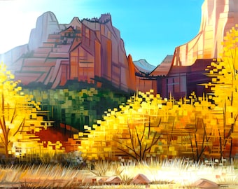 Autumn's Peak - Zion National Park, Utah- Matted Limited Edition Print