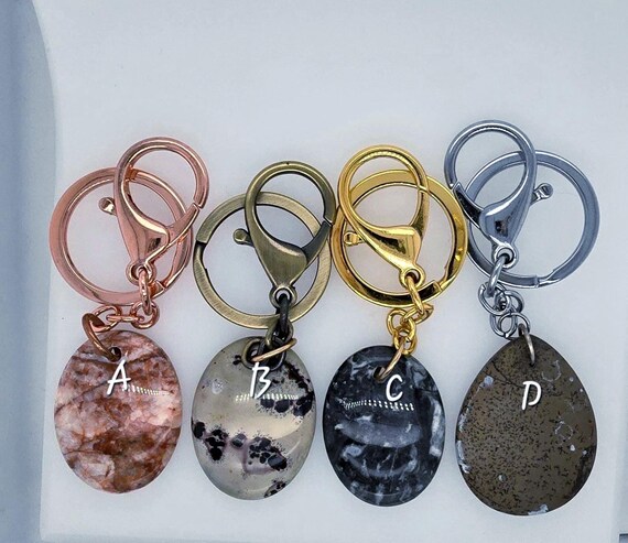 BRAND NEW: Jasper Gemstone Keychain. Choice A,B,C,D Sold Separately