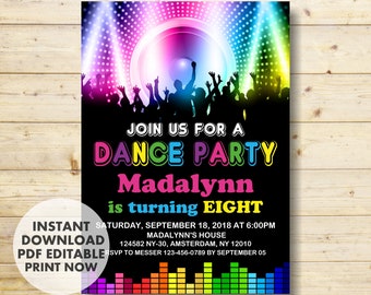 dance party invite etsy