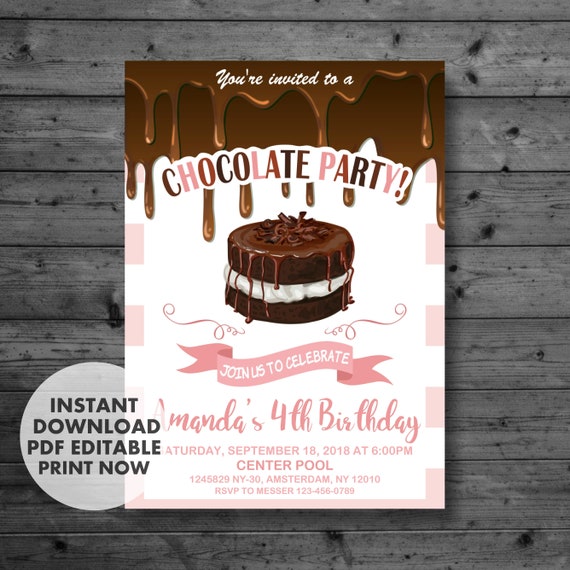 Delicious Chocolate Personalised Party Invitations