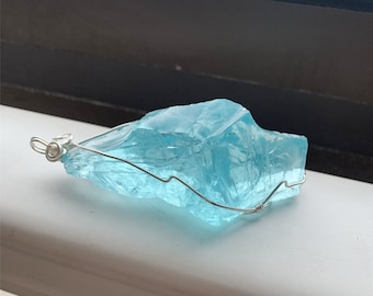 Handmade andara necklace,Raw Andara crystal pendant,Rainbow Andara Pendant,rough andara crystal monatomic blue sea jewelry,healing crystal
