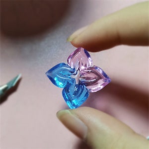 Flower Resin Beads gift,DIY material,Resin floral Decor Accessories,handmade flower Decoration ornaments, Blue and Pink Flower genshin Charm