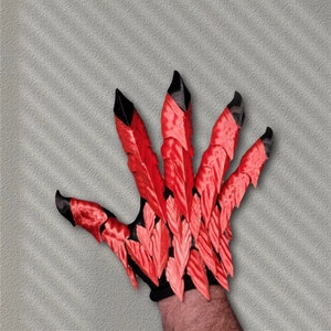 Handmade Red Claw Gloves Mechanical Gauntlets Gloves Joint movable Claws Devil Bone Fingers Gauntlet Gloves Hand Joints movable Skull Claws