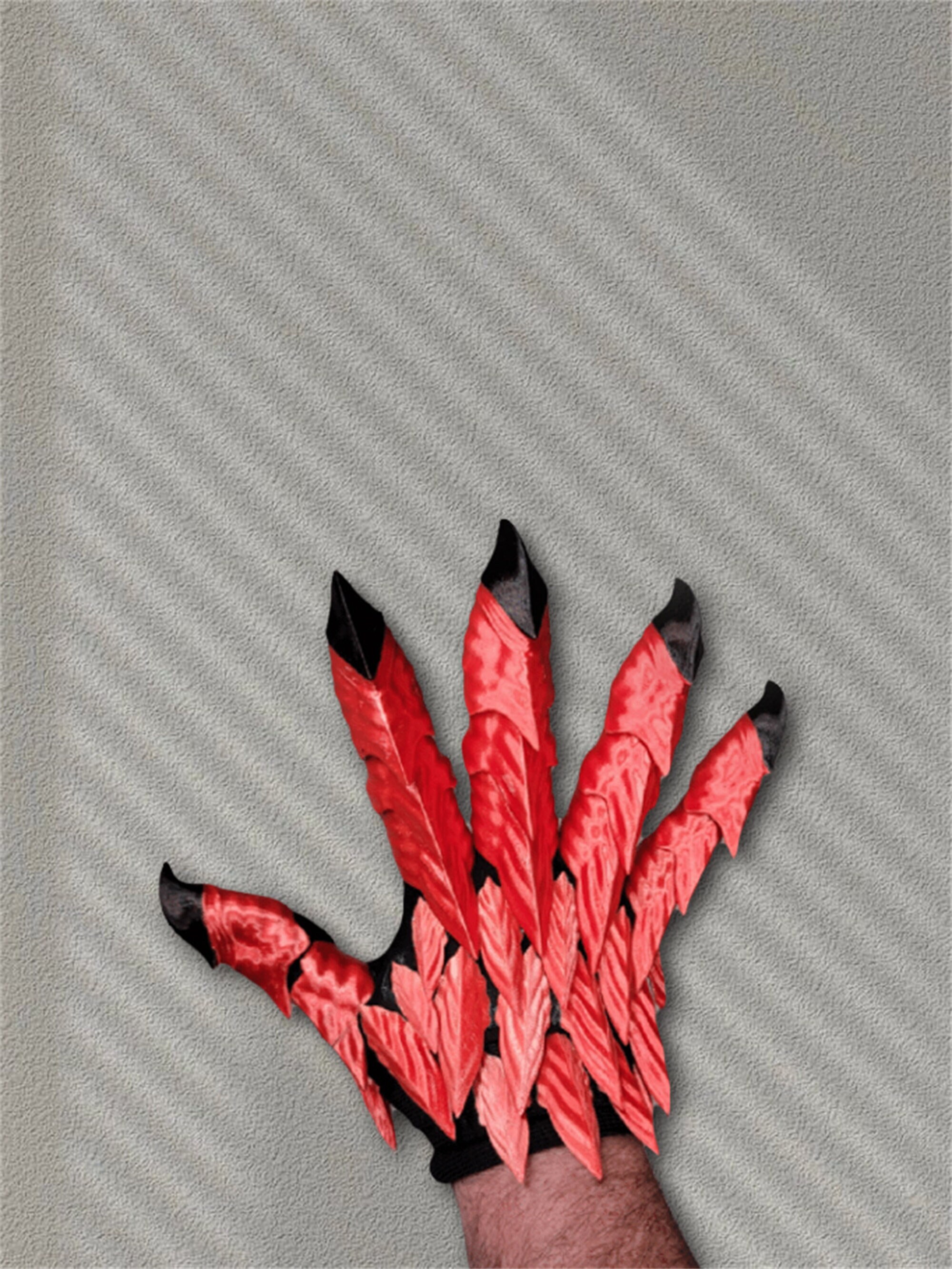 Handmade Red Claw Gloves Mechanical Gauntlets Gloves Joint Movable