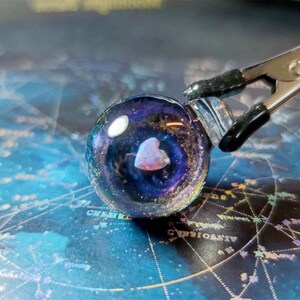 Custom Planet love necklace,Personalized Opal planet necklace,heart star necklace,Space universe Stars Pendant,glass Space Galaxy Necklace
